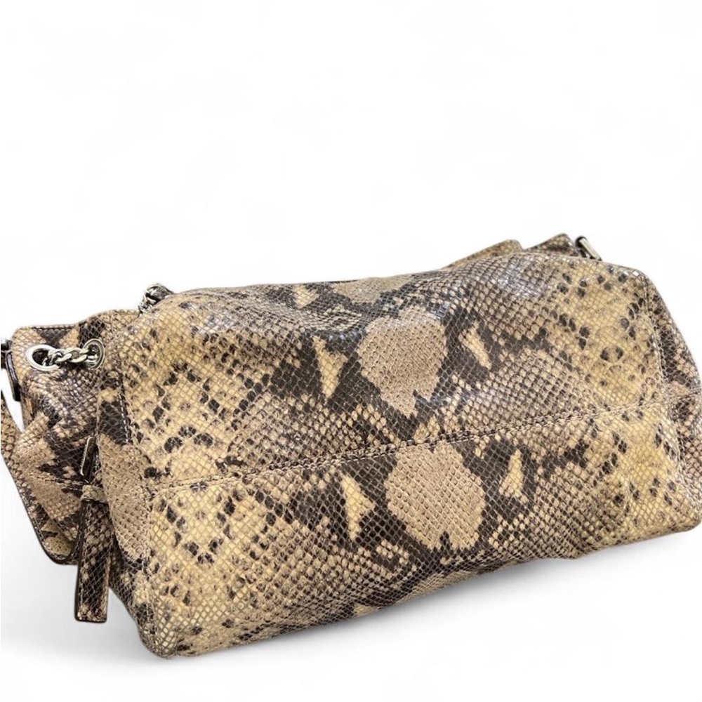 Michael Kors Nolita Large Python Embossed Silver … - image 3